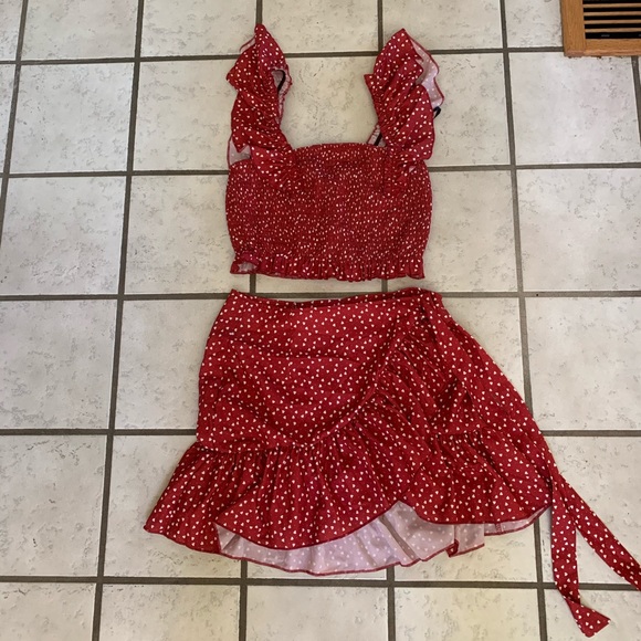 SHEIN Dresses & Skirts - NEW Red Heart Skirt and Top Set